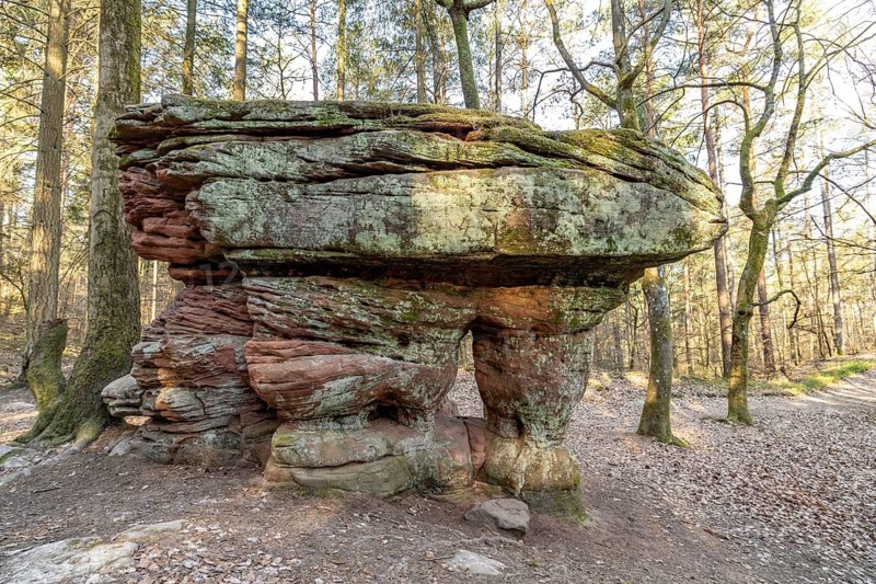 The Teufelsküche rock formation in the Palatinate Forest near Hinterweidenthal, Rhineland-Palatinate, Germany