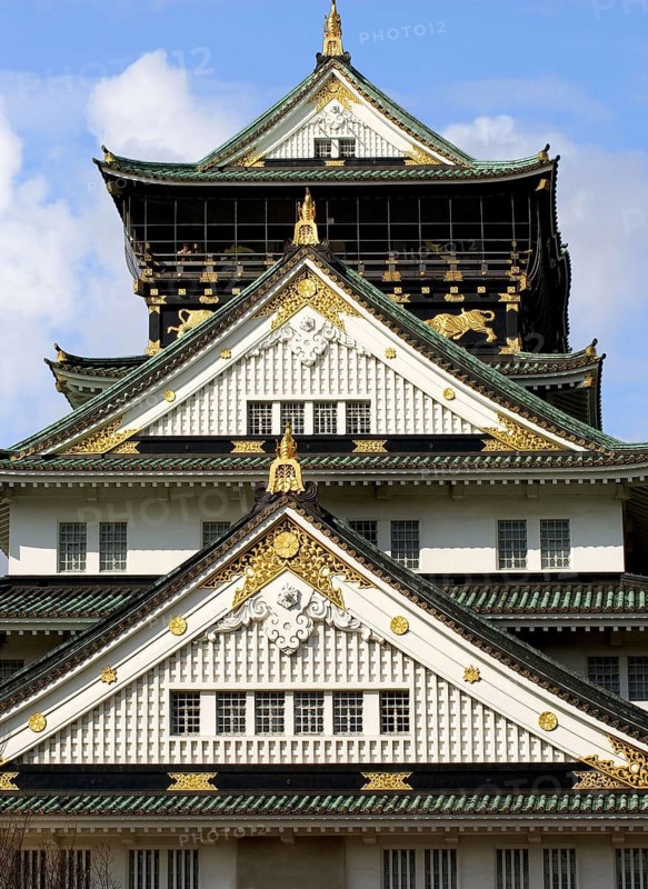 Architecture, tower, structure, The main tower of Osaka Castle, Japan