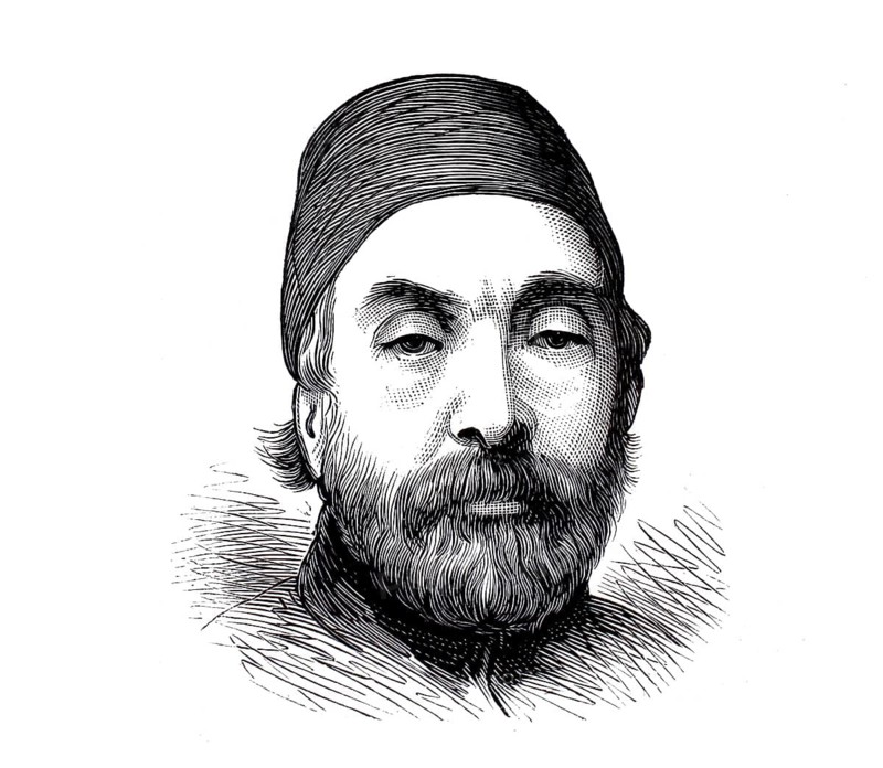 Mehmed Esad Saffet Pasha, also known as Safvet Pasha. He served the Ottoman Empire in various capacities, including as Minister for Foreign Affairs, and in 1878 held the highest office of Grand Vizier, he played a key diplomatic role during the Balkan Crisis and, as President, chaired the Constantinople Conference (1876–1877), at which the major European powers negotiated the future of the Balkans. Illustration, reproduction of a 19th-century original. Authentic, file restored for optimal use, exact date of the original unknown, historical