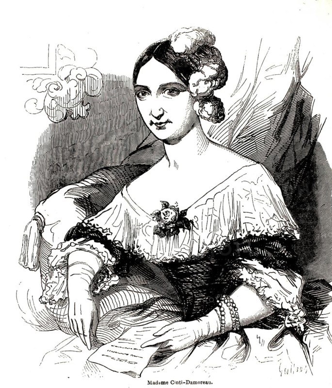 Laure Cinti-Damoreau (1801–1863), a famous 19th-century French opera singer (soprano), reproduction from a 19th-century original. Authentic, file restored for optimal use, exact date of the original unknown