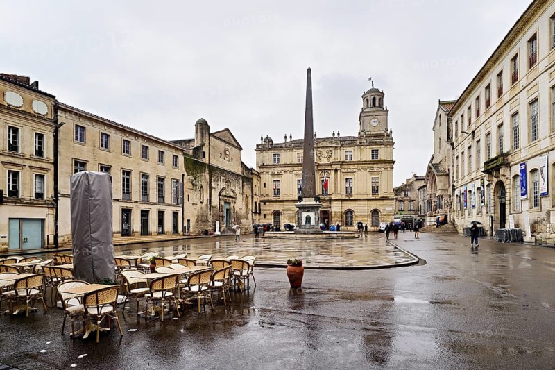 Council House and Obelisk, Place de la République, Arles, Southern France, France