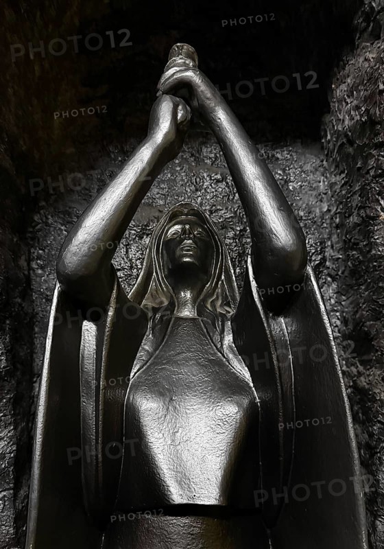 Saint Barbara sculpture by Detlef Wölfel, exhibition mine, German Mining Museum, Bochum, Ruhr region, North Rhine-Westphalia, Germany