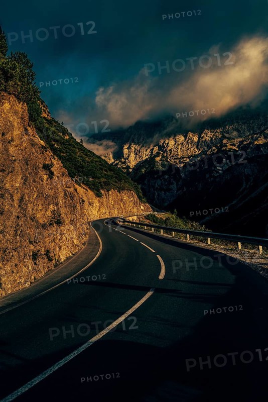 Hahntennjoch pass road in Tyrol in Lechtal, Austria