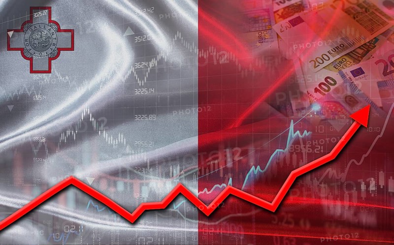 Maltese economic growth on financial graph. Malta financial growth on market graph