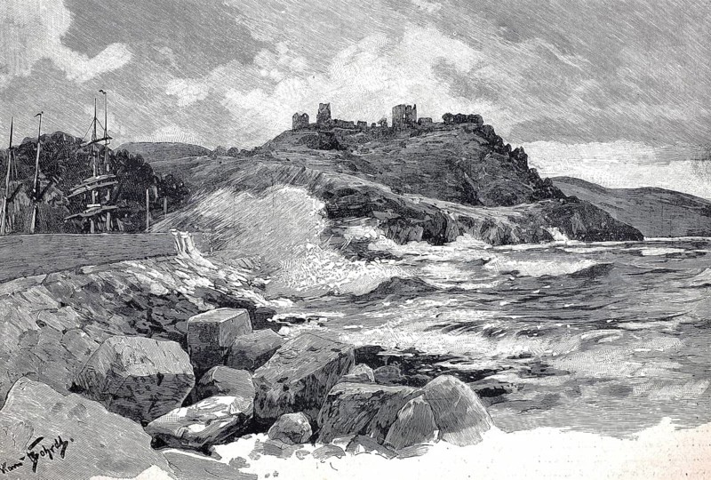 Hammershus Fortress on the Danish island of Bornholm, 1896, Denmark, illustration, reproduction from a 19th century model. Authentic, file restored for optimal use, exact date of submission unknown, historical