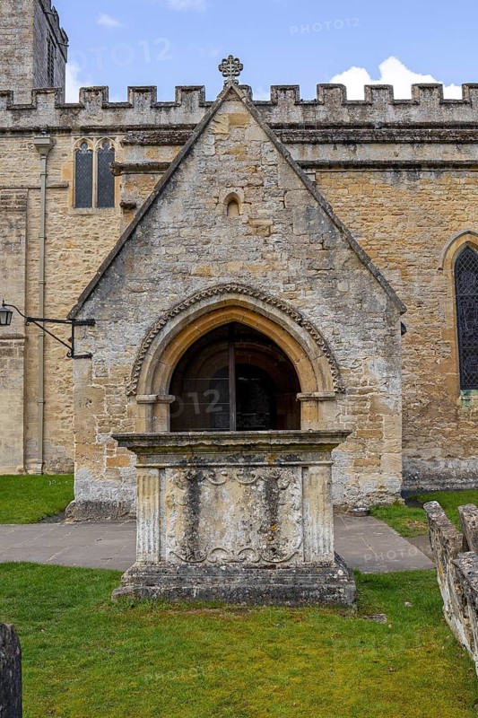 Entrance, Tomb, St Mary's Church, Bibury, The Cotswolds, England, Great Britain