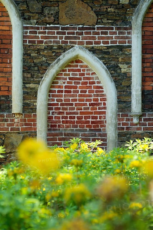 Facade, brick façade, bricks, former cowshed, Wörlitzer Park, Wörlitzer Anlagen, Wörlitz, Oranienbaum, Saxony-Anhalt, Germany