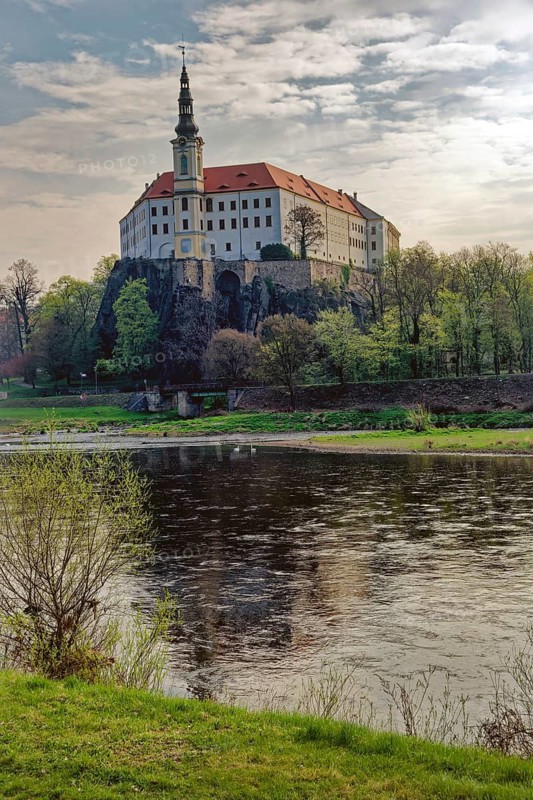 Decín Castle, Tetschner Castle on the Elbe, Morgenstimmung, Decin, Dechen, Bohemia, Czech Republic, Czech Republic