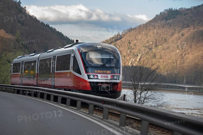Austrian suburban railway, railway line on the Danube, Austria