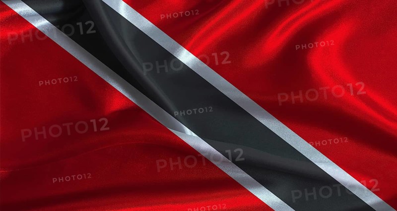 Trinidad and Tobago flag with cloth textured background. National flag of Trinidad and Tobago with realistic texture