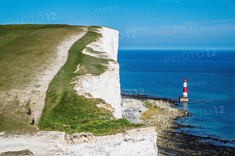 Beachy Head Lighthouse, Beachy Head Cliffs, English Channel, East Sussex, England, United Kingdom