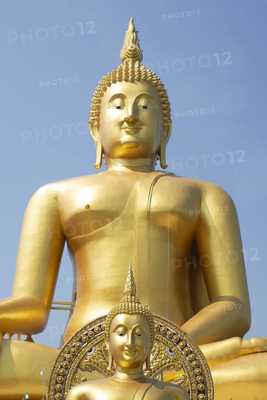 Thailand's largest Buddha statue (Luang Pho Yai: the statue depicts the Buddha in the so-called Maravijaya posture – the moment when the Buddha resists temptation and attains enlightenment), Wat Muang, Ang Thong, Amphoe Wiset Chai Chan, Thailand