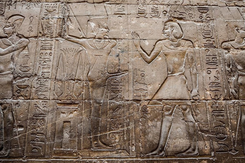 Relief with huge penis, Luxor Temple, UNESCO World Heritage Site, Luxor, Egypt