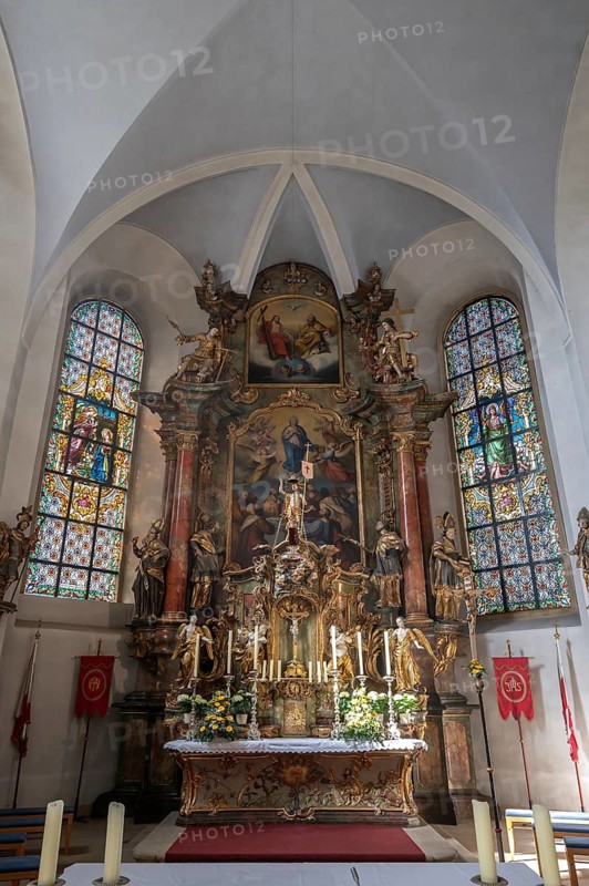 Baroque high altar from 1760, parish church of the Assumption of Mary, built 1778 - 1781, Hollfeld, Upper Franconia, Bavaria, Germany