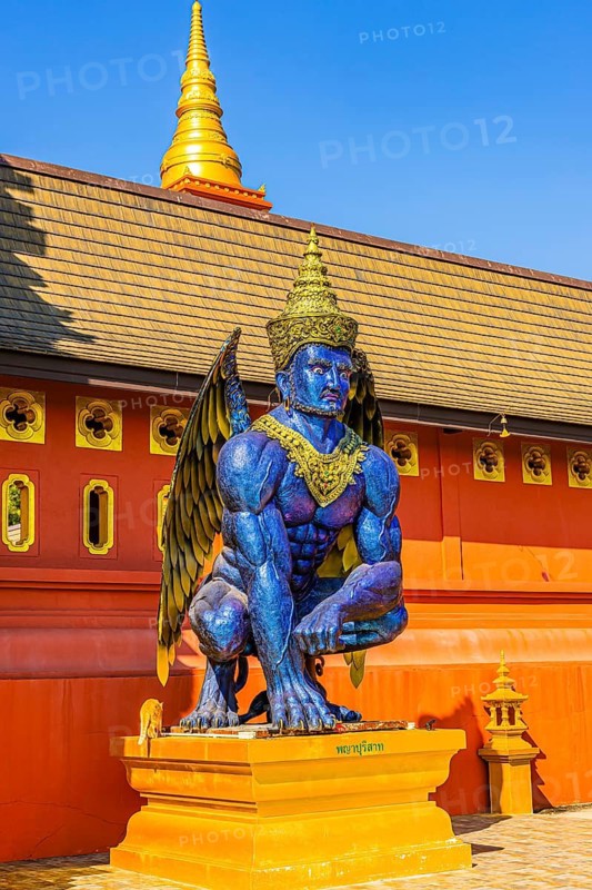 Statue of a human-bird-like creature, Garuda, Buddhist temple complex Wat Phra That Don Phra Chan, near Lampang, Lampang Province, Thailand