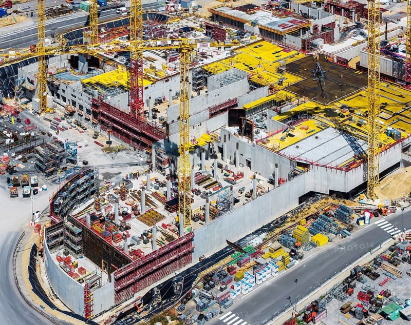 Artificial Intelligence Innovation Park (IPAI) in Heilbronn. Construction site. The IPAI campus will eventually cover an area equivalent to 42 football pitches. Around three billion euros are being invested. The initial capital of 100 million is being shared between the state of Baden-Württemberg and the Dieter Schwarz Foundation. Heilbronn, Baden-Württemberg, Germany
