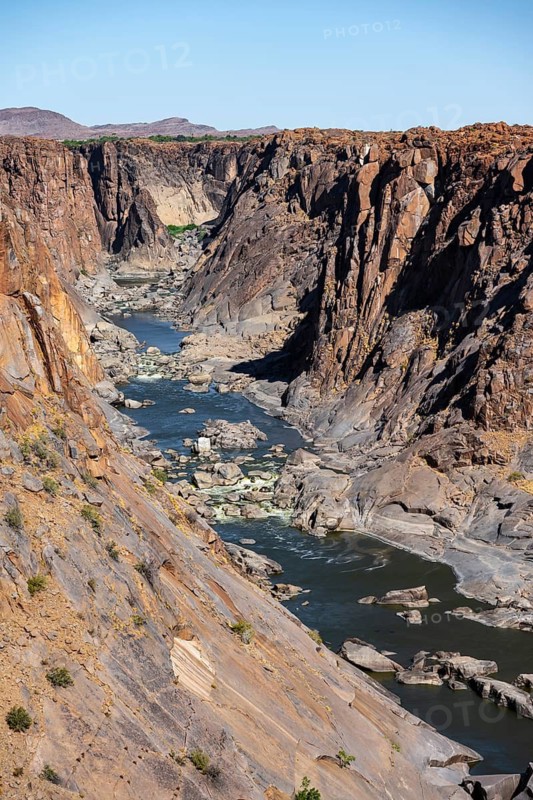 River bed and dump on the Orange River, Augrabies Falls National Park, Northern Cape, South Africa