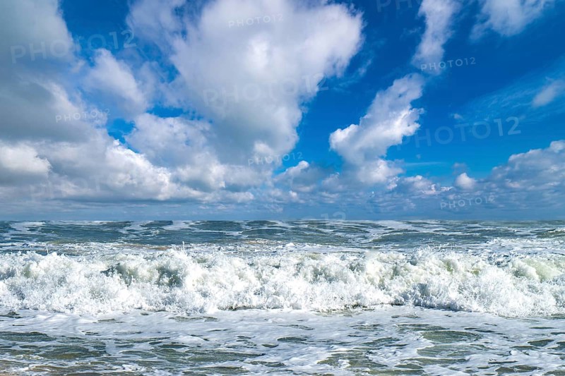 Andalucia, beach, clouds, cumulus, blue sky, waves, surf waves, fresh, clear, summer, Costa de la Luz, Andalusia - Costa de la Luz, Spain