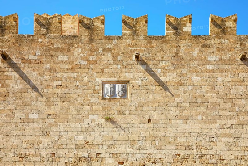 Palace of the Grand Master of the Knights of Rhodes walls, Rhodes City, Rhodes Island, Dodecanese Islands, Greece