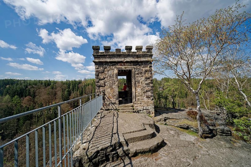 Kaiser-Wilhelm-Feste, sandstone viewing platform, viewpoint, Biela Valley, Rosenthal-Biela Valley, Elbe Sandstone Mountains, Saxon Switzerland, Saxony, Germany