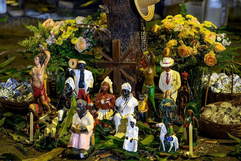 Altar dedicated to various Umbanda entities on a day of celebration, Belo Horizonte, Minas Gerais, Brazil