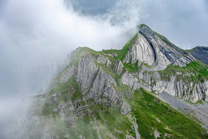 Dramatic mountain landscape with clouds, Ars mountain summit, near Suls-Lobhornhütte, Bernese Alps, Bernese Oberland, Switzerland