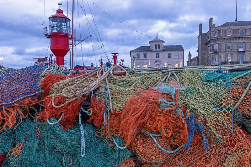 A Bunch of Fishing Nets, Lightship 18, The Pier Restaurant, Harwich, England, Great Britain
