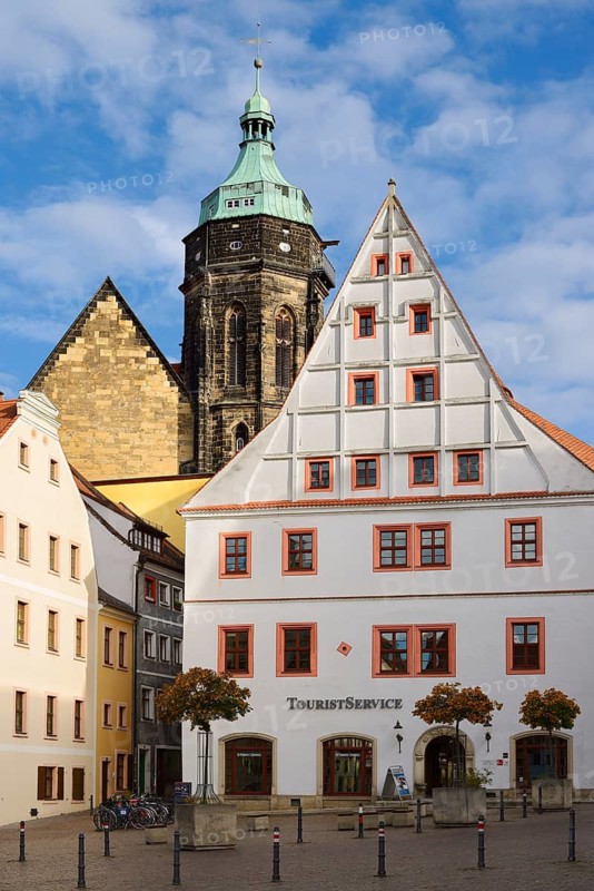 St. Marien City Church and Canaletto House, Pirna, Saxon Switzerland-Eastern Ore Mountains, Saxony, Germany
