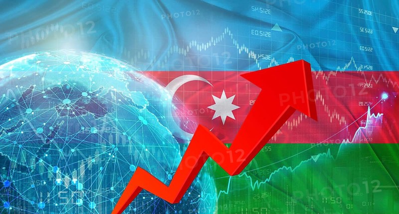 Global financial growth with Azerbaijan flag. Financial growth with Azerbaijan flag on economic background