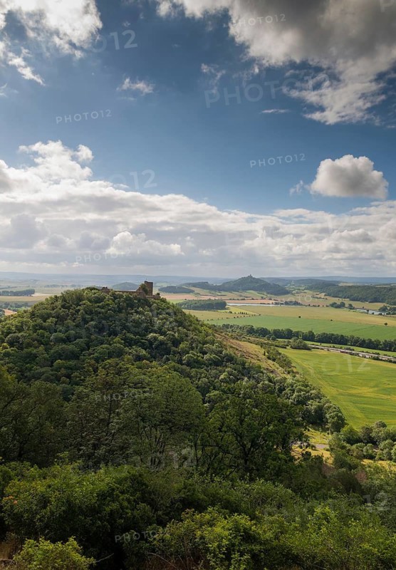 Germany, Thuringia, Thuringia, Thuringian Basin, Wachsenburg Castle, cultivated landscape, high size, portrait, cultural landscape, landscape, summer
