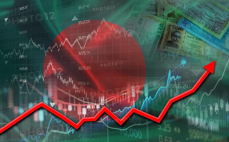 Bangladeshi economic growth on financial graph. Bangladesh financial growth on market graph