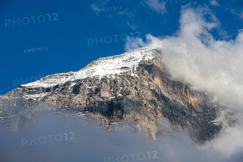 Mountain peak with moving clouds, Bernese Alps, Bernese Oberland, Switzerland