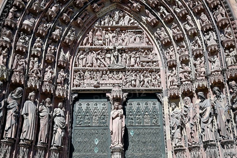 Cathédrale Notre Dame de Strasbourg, Strasbourg Cathedral, detail, UNESCO World Heritage Site, Strasbourg, Bas-Rhin Department, Alsace, France