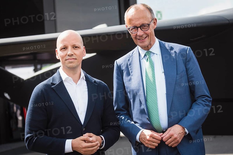Friedrich Merz accompanying the Chancellor on a tour of the ILA (International Aerospace Exhibition) on 10 June 2026 at the Berlin-Schönefeld Exhibition Centre