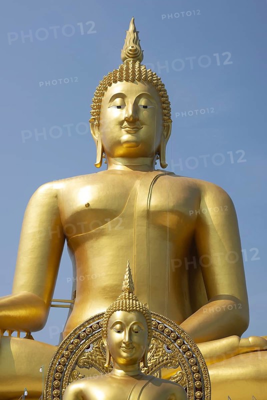 Thailand's largest Buddha statue (Luang Pho Yai: the statue depicts Buddha in the so-called Maravijaya posture – the moment when Buddha resists temptation and attains enlightenment), Wat Muang, Ang Thong, Amphoe Wiset Chai Chan District, Thailand