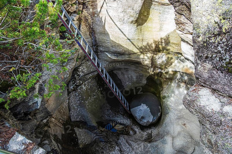 Gacial pothole (or: glacier mill), glacial park Cavaglia, near Cavaglia train station, Bernina railway line, Switzerland