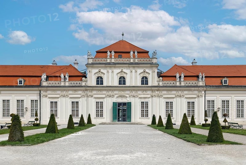 Lower Belvedere, view from the garden, Belvedere Palace, former summer residence of Prince Eugene of Savoy, built 1712 to 1723 by Johann Lucas von Hildebrandt, Baroque, Vienna, Austria