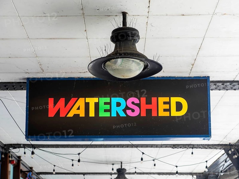 Colourful sign for Watershed independent cinema and cultural hub, city centre of Bristol, England, UK