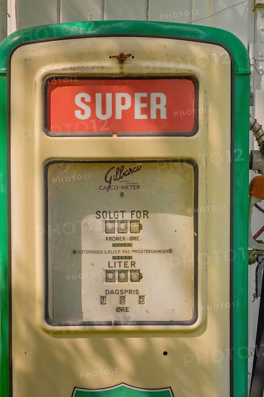 Detailed view of an old gas pump, Nedre Eggedal, Buskerud, Norway