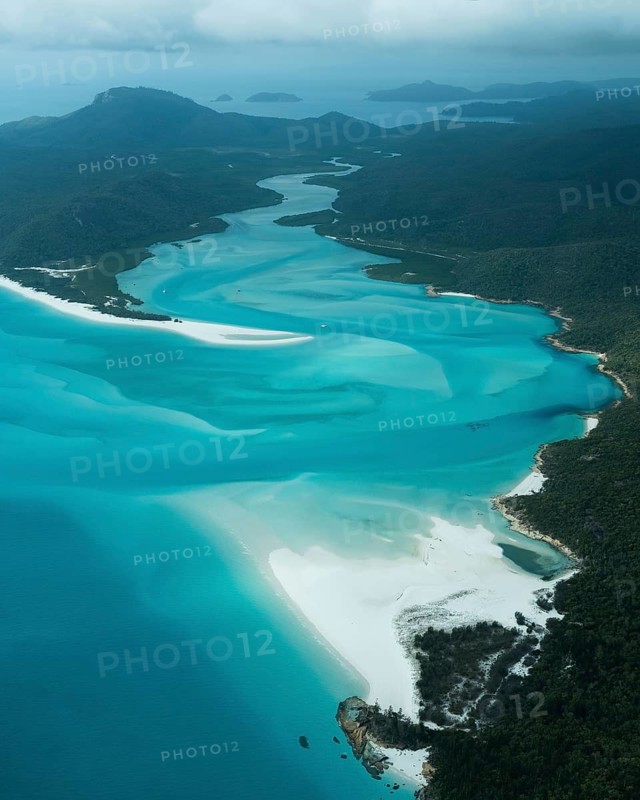 Aerial view of Whitsunday Island beach, Airlie Beach, Queensland, Australia