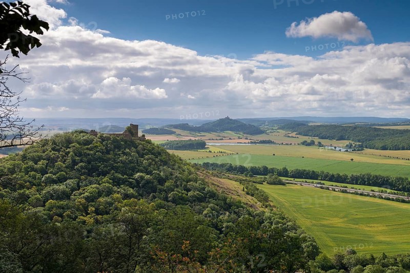 Germany, Thuringia, Thuringia, Thuringian Basin, Wachsenburg Castle, cultivated landscape, landscape, summer