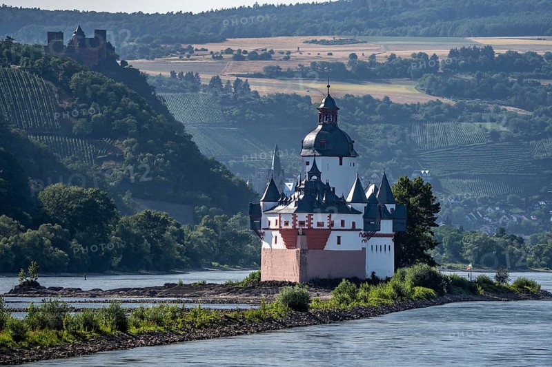 Pfalzgrafenstein Castle in the Rhine, near Kaub, Zollburg, in the Upper Middle Rhine Valley, Schönburg Castle in Oberwesel, Rhineland-Palatinate, Germany