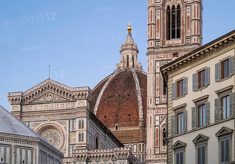 Campanile and dome, Santa Maria del Fiore Cathedral, Duomo by Filippo Brunelleschi, UNESCO World Heritage Site, Old Town, Florence, Tuscany, Italy