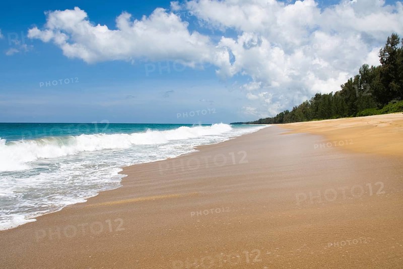 Mai Khao Beach in the north of the Thai holiday island Phuket, Thailand, Siam, Asia, Southeast Asia, beach, sandy beach, island, holiday paradise, blue sky