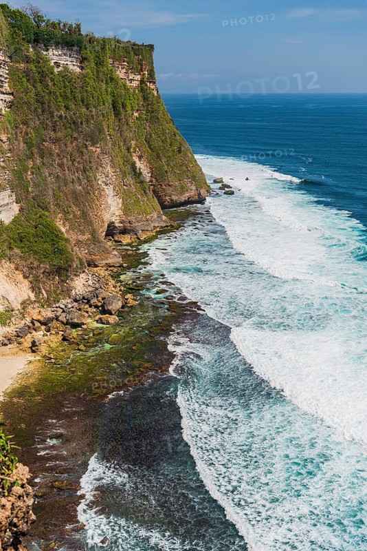 Cliffs, sea, sea coast, rocky coast, rocks, flowers, seascape, Pacific, Pacific Ocean, holiday paradise, paradisiacal, coast, tropical, holiday, bay, sea bay, nobody, travel, tourism, Uluwatu, Bali, Indonesia