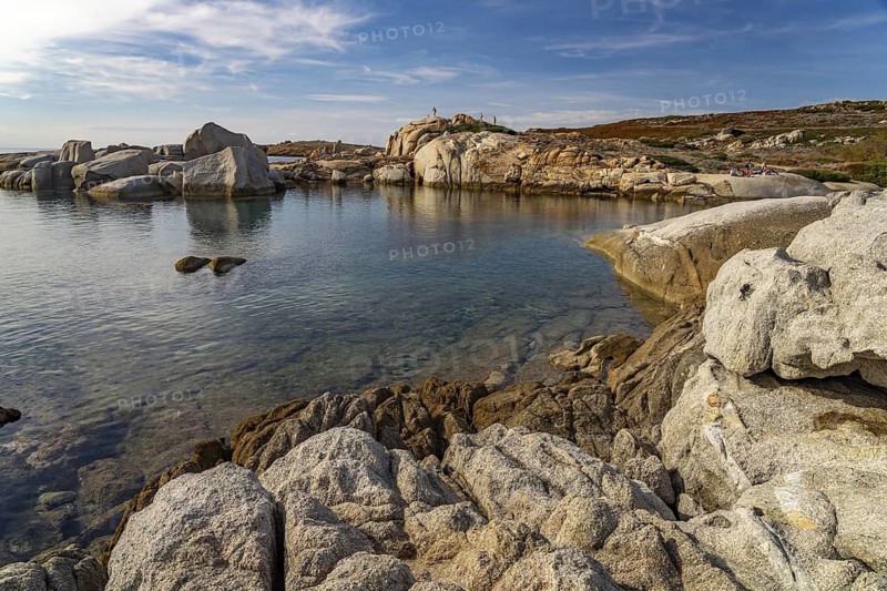 Rocks at Plage du Rocher beach at Punta di Spanu near Lumio, Corsica, France