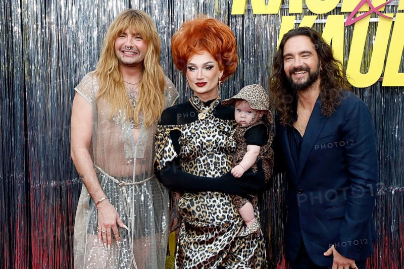 Bill Kaulitz, Candy Crash with adopted baby daughter Berlin, Tom Kaulitz at the premiere of the 3rd season of Kaulitz & Kaulitz on Netflix at the Delphi Filmpalast in Berlin on 22.7.2026