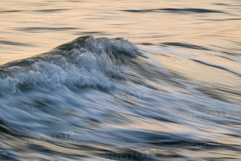 Refracting wave, evening light, long exposure, Houvig Beach, North Sea, Denmark