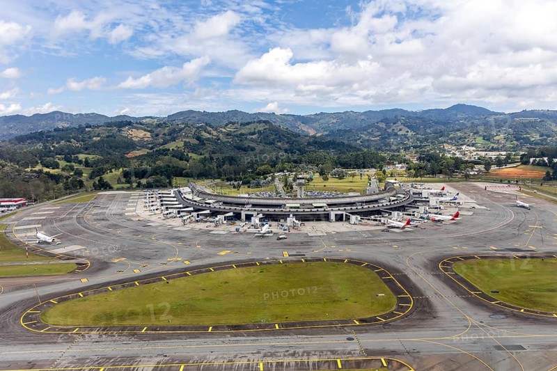 Aerial view of the terminal at Rionegro Airport in Medellin, Colombia