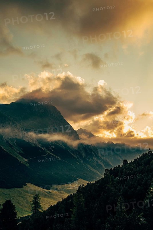 Hahntennjoch pass road in Tyrol in Lechtal, Austria